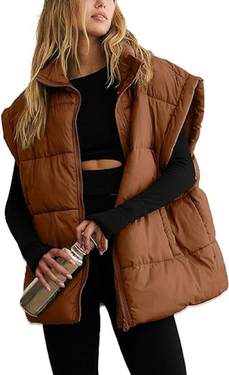 Dames Gewatteerde Bodywarmer – Mouwloos Gilet met Rits en Zakken