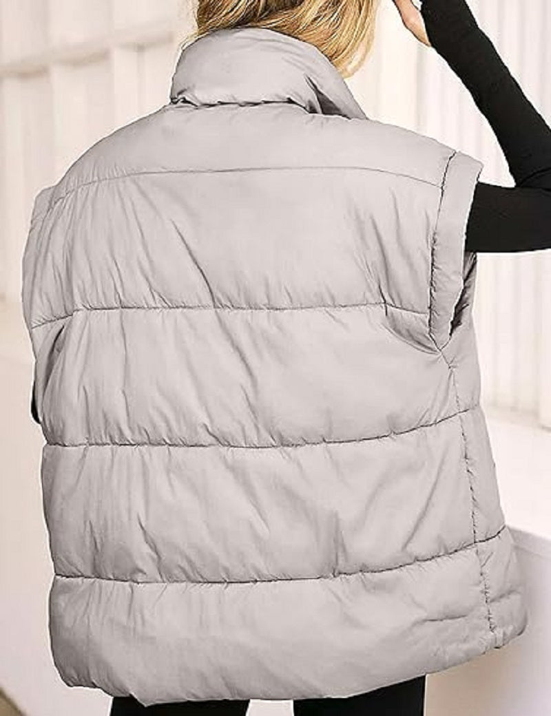 Dames Gewatteerde Bodywarmer – Mouwloos Gilet met Rits en Zakken