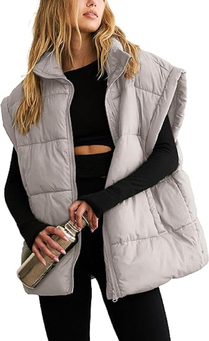 Dames Gewatteerde Bodywarmer – Mouwloos Gilet met Rits en Zakken