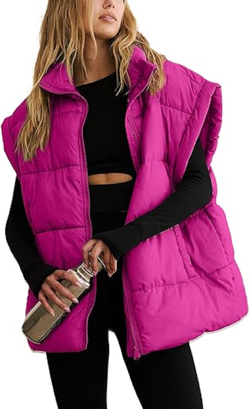 Dames Gewatteerde Bodywarmer – Mouwloos Gilet met Rits en Zakken