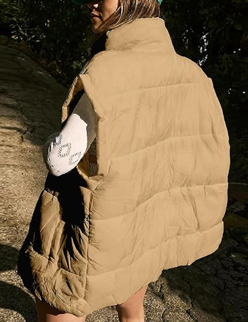 Dames Gewatteerde Bodywarmer – Mouwloos Gilet met Rits en Zakken