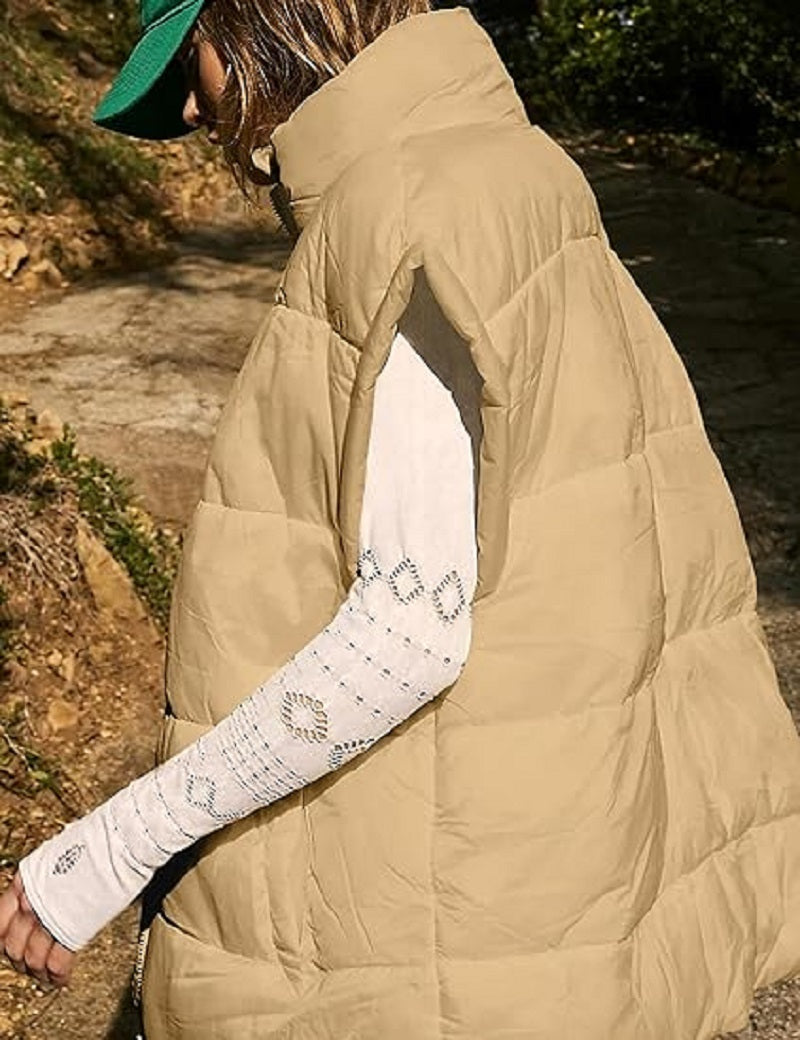 Dames Gewatteerde Bodywarmer – Mouwloos Gilet met Rits en Zakken