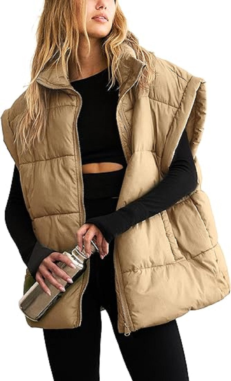 Dames Gewatteerde Bodywarmer – Mouwloos Gilet met Rits en Zakken