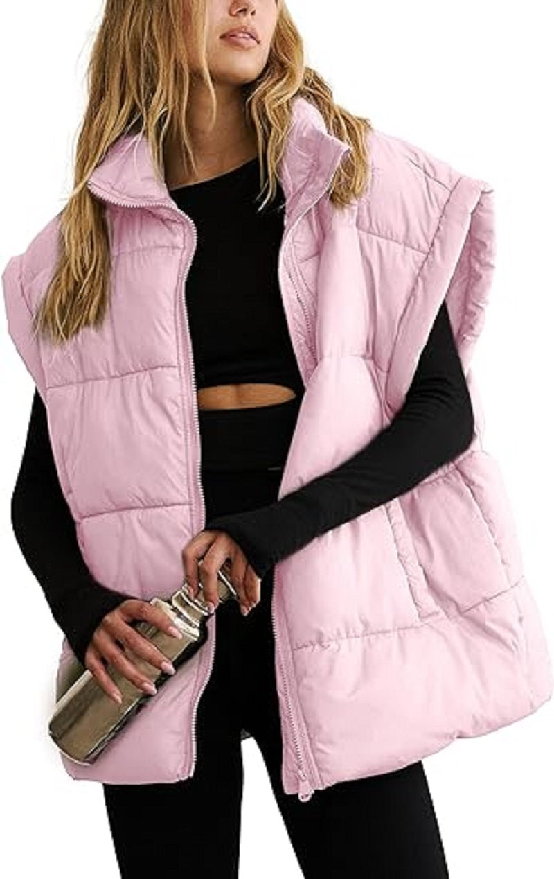 Dames Gewatteerde Bodywarmer – Mouwloos Gilet met Rits en Zakken