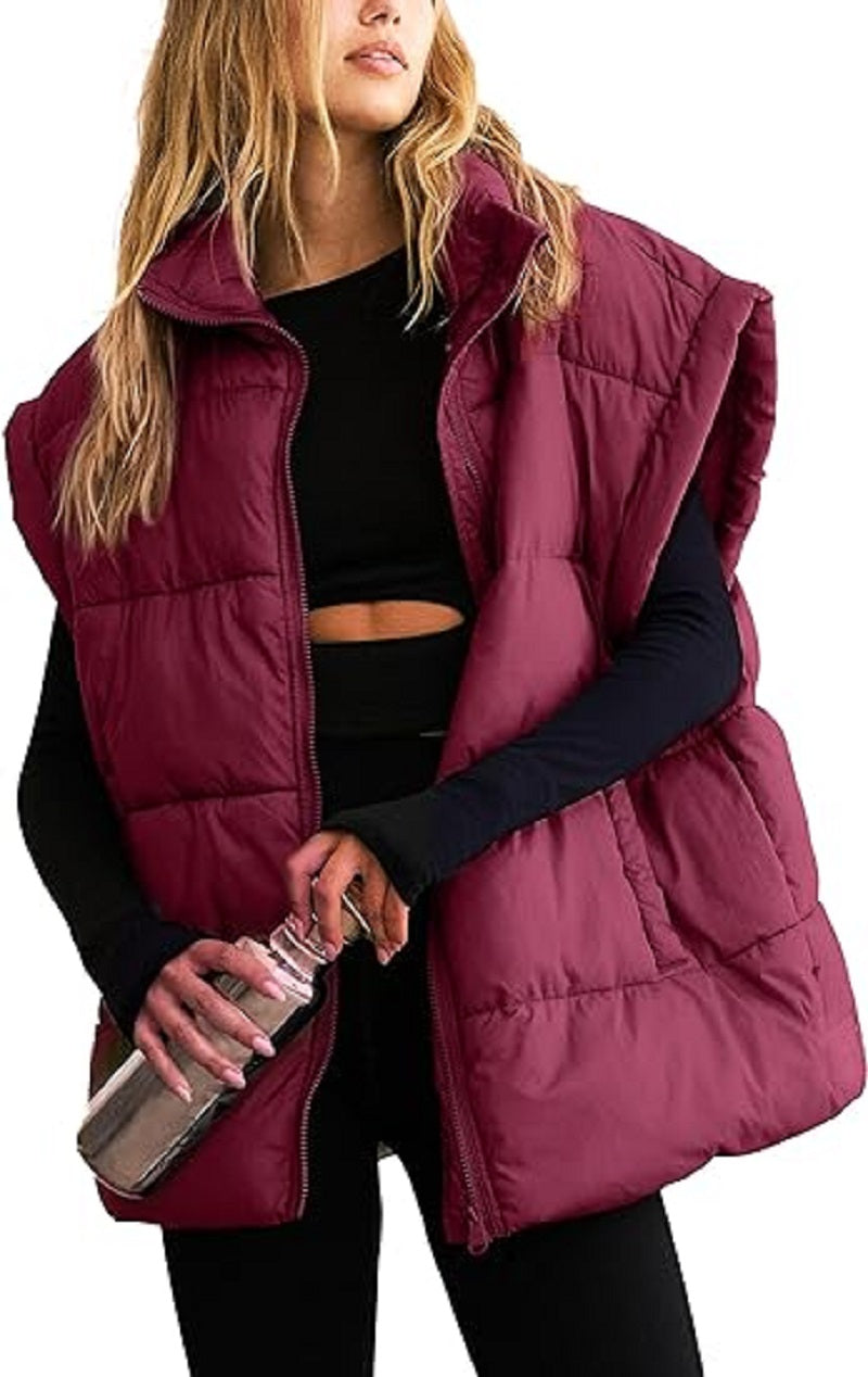 Dames Gewatteerde Bodywarmer – Mouwloos Gilet met Rits en Zakken
