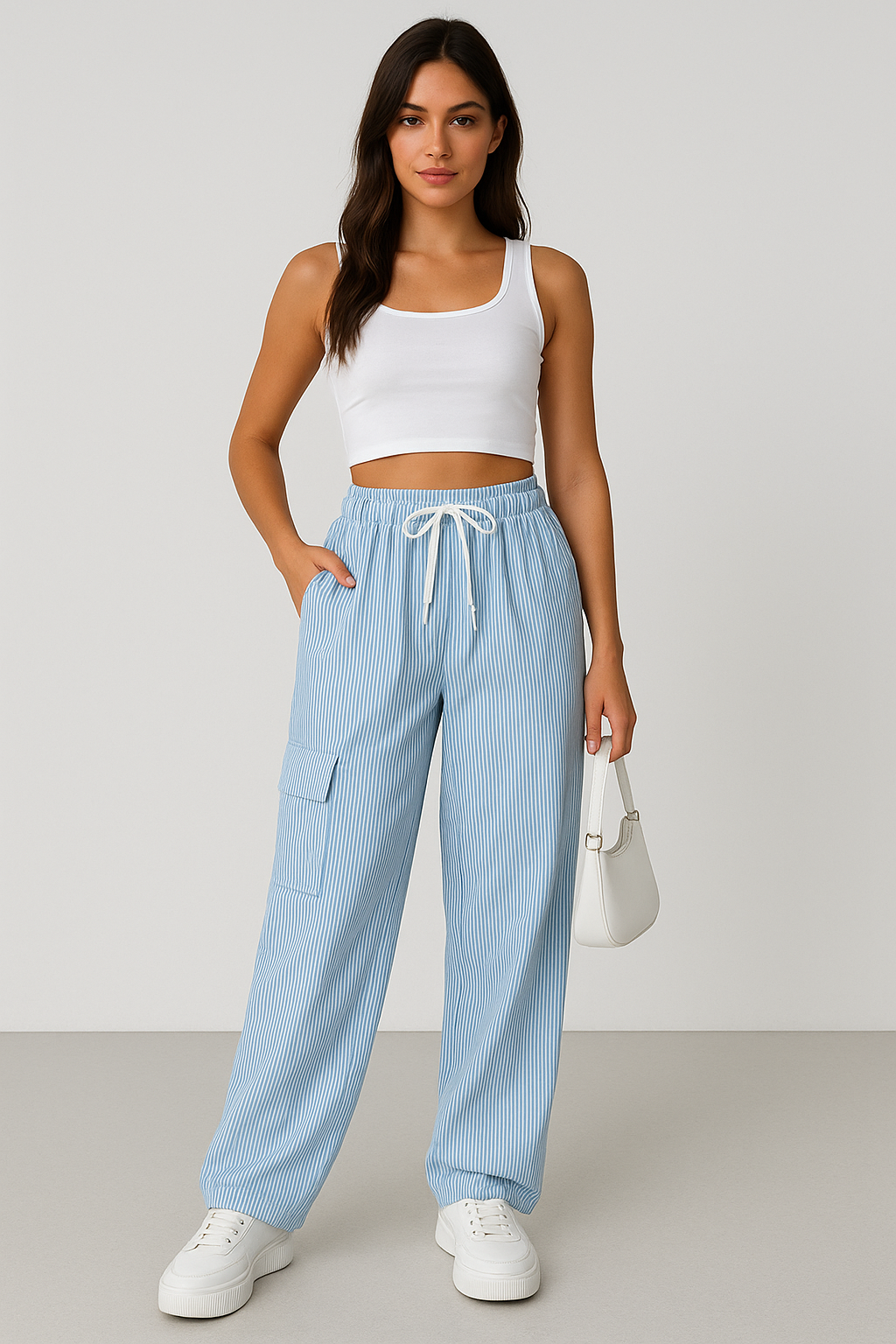 Annemiek | Dames Broek – Losse Pasvorm, Volledige Lengte, Gestreept Design, Ademend Comfort