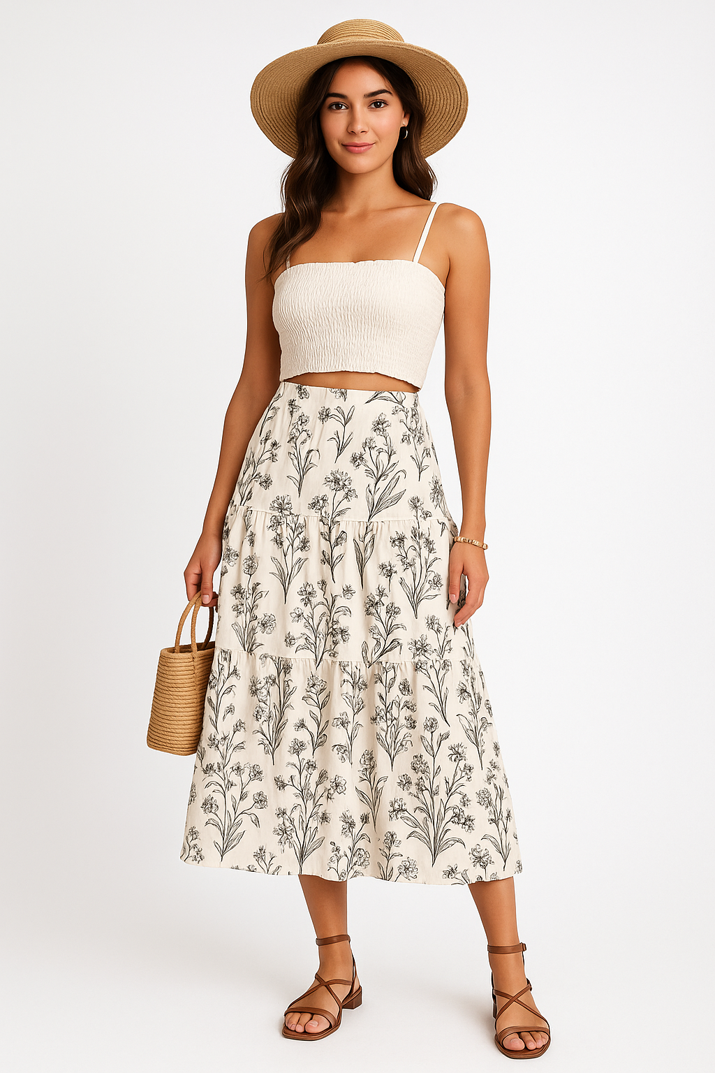 Femmy | Dames Midi Rok – Bloemenprint – Elastische Taille – Luchtige Laagjes