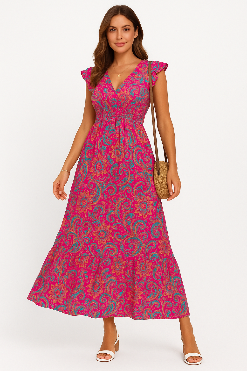 Emile | Dames Maxi Jurk – Mouwloos – Bloemenprint – V-Hals – Luchtige Pasvorm