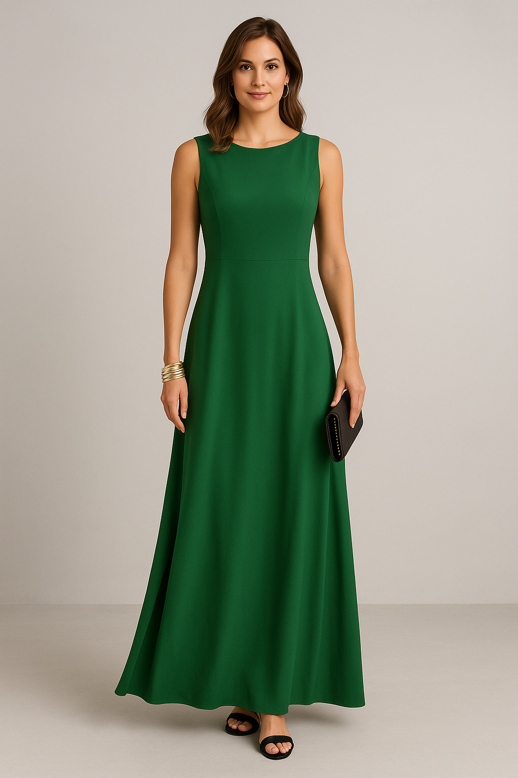 Nanda | Dames Mouwloze Jurk – Halflang – Relaxte Pasvorm – Luxe Ademend Materiaal
