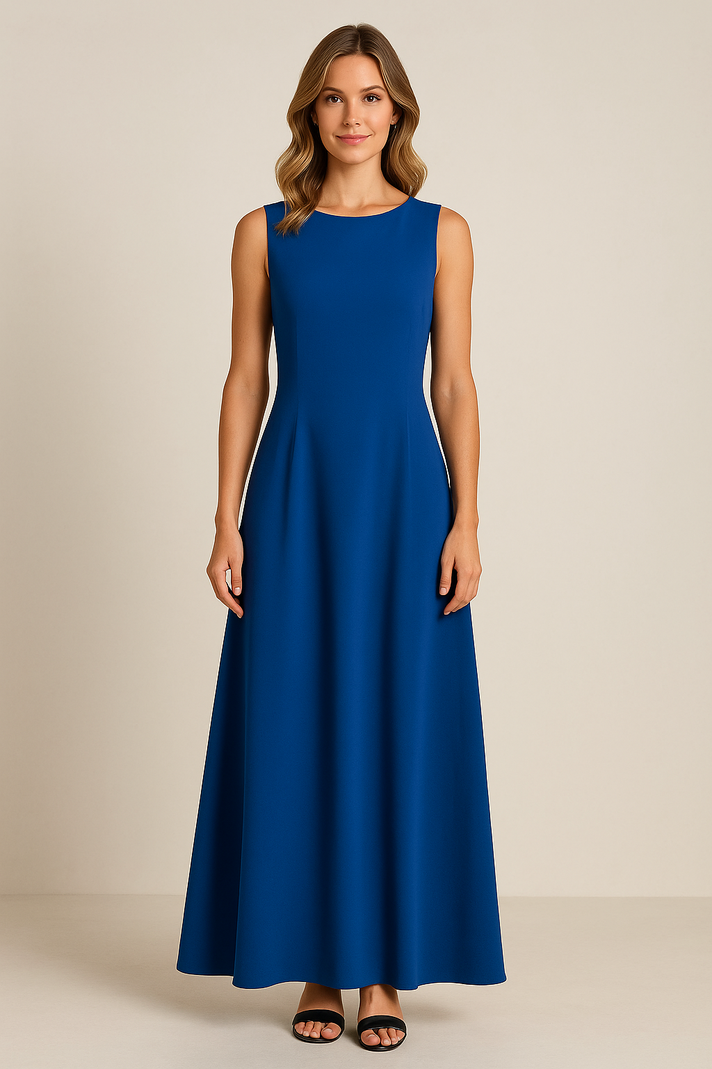 Nanda | Dames Mouwloze Jurk – Halflang – Relaxte Pasvorm – Luxe Ademend Materiaal