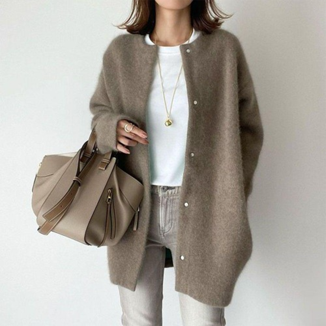 Gebreid Vest | Dames Cardigan met Zacht Acrylmix en Lange Mouwen