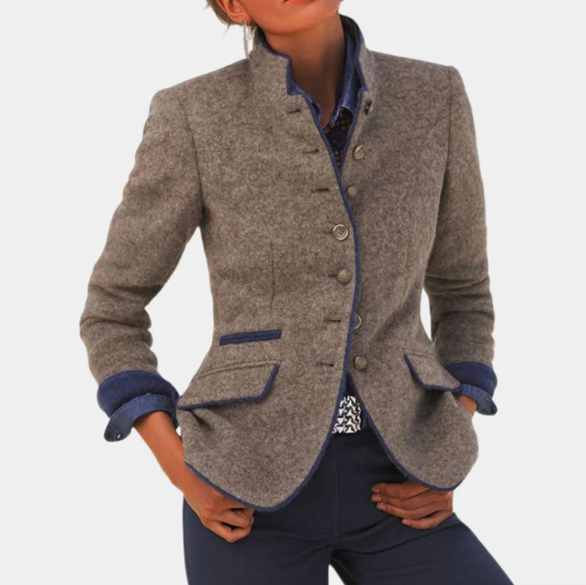 Kim Chique Dames Blazer | Comfortabele Pasvorm, Knoopsluiting, Beige