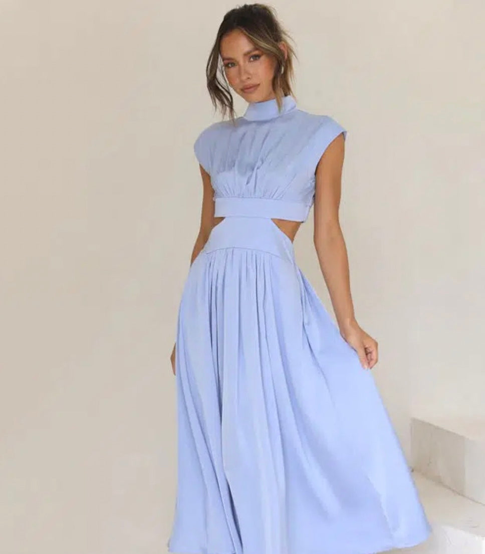 Polina - Lange Mock Neck Cut Out Jurk