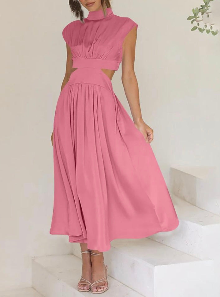 Polina - Lange Mock Neck Cut Out Jurk