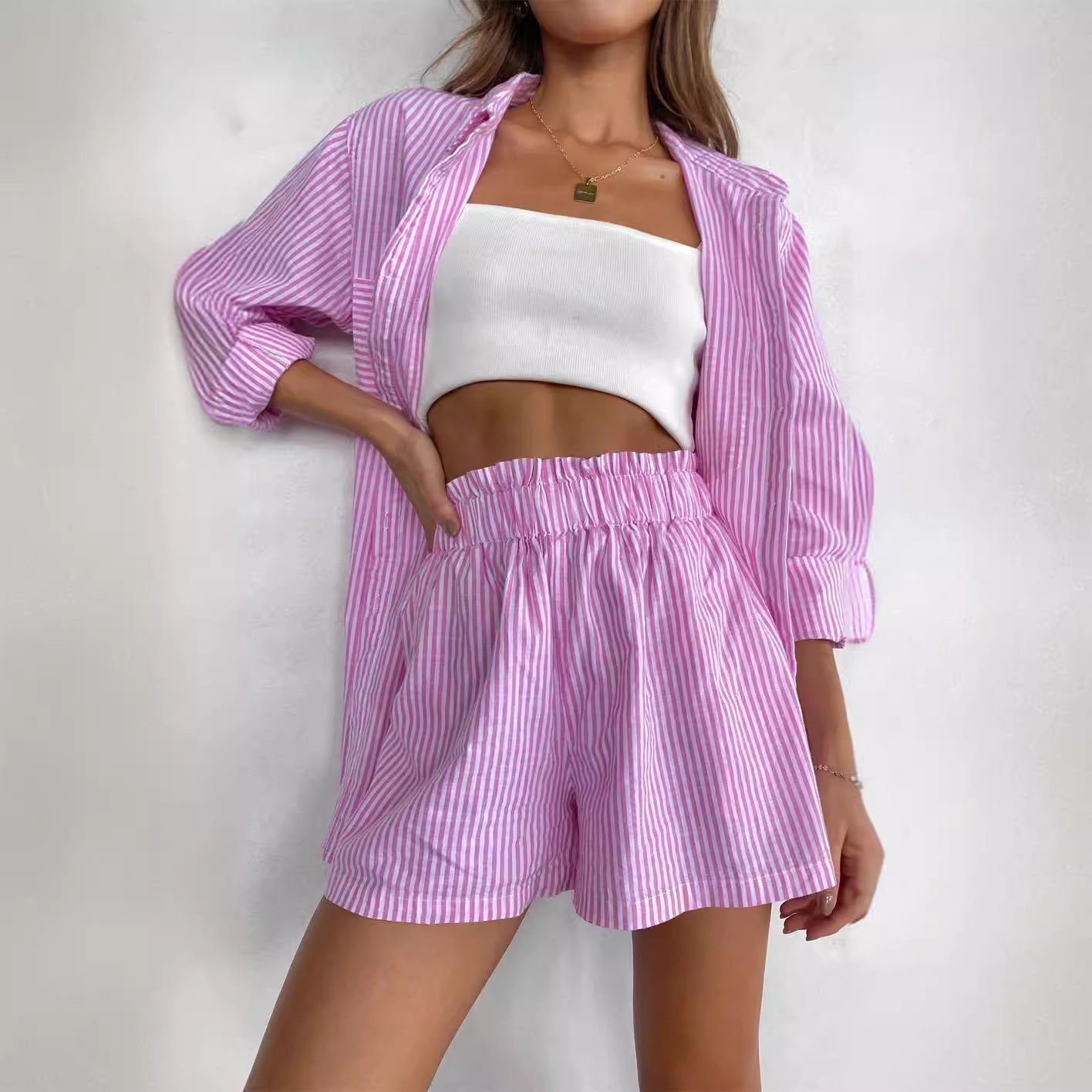 Dames Oversized Set – Casual met Blouse en Short voor Zomergebruik