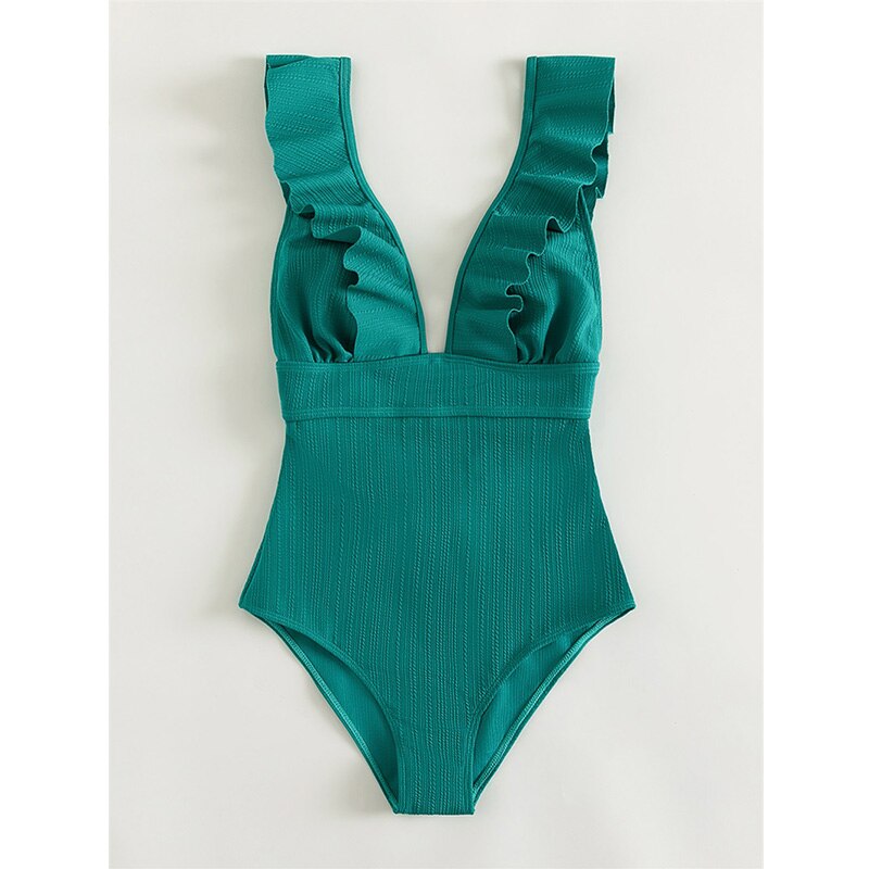 Elisa | Elegant V-Hals Badpak met Ruffle Details – Stijlvol & Flatterend