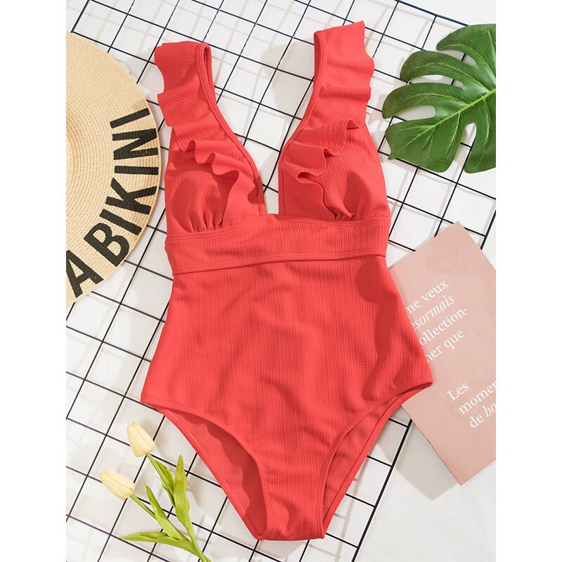 Elisa | Elegant V-Hals Badpak met Ruffle Details – Stijlvol & Flatterend