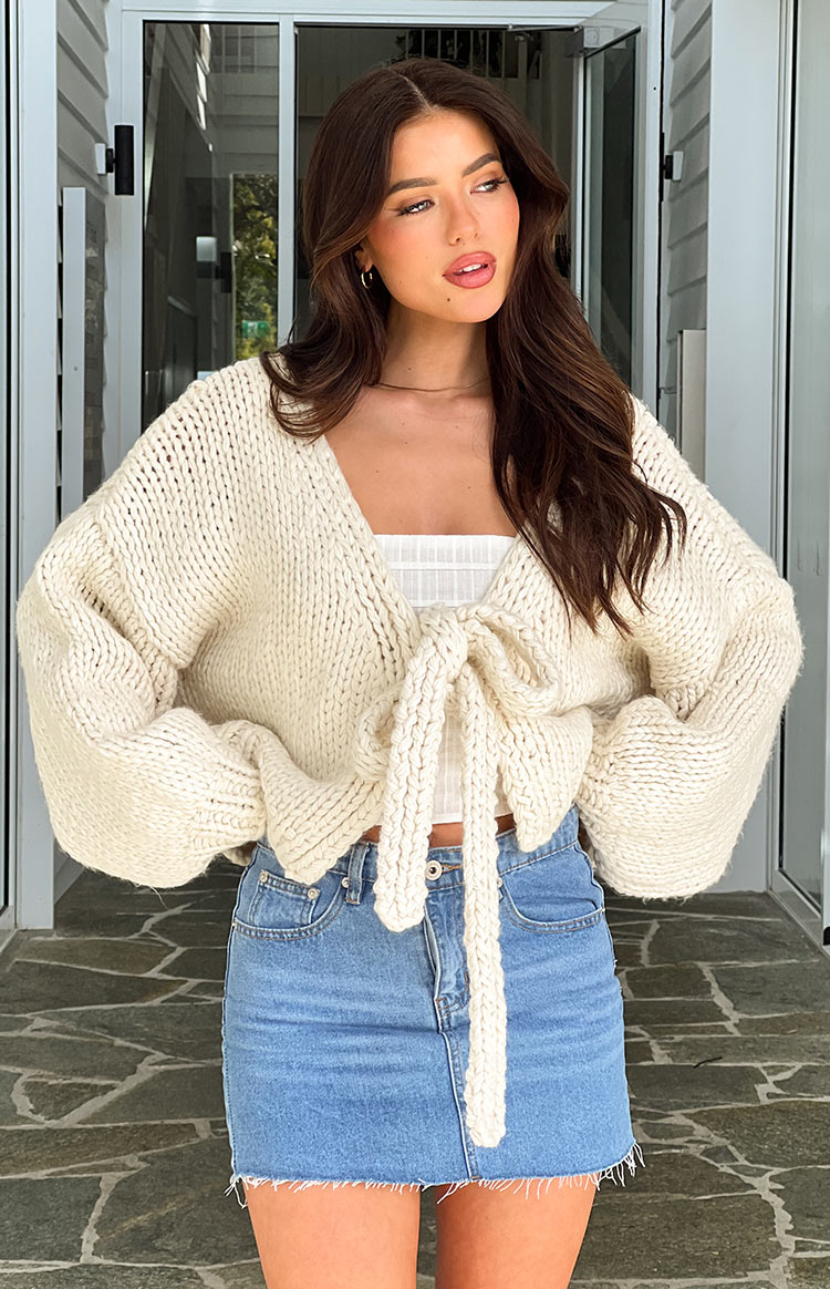 Celeste Cardigan Knit | Dames gebreid vest met striksluiting en luxe breisteek