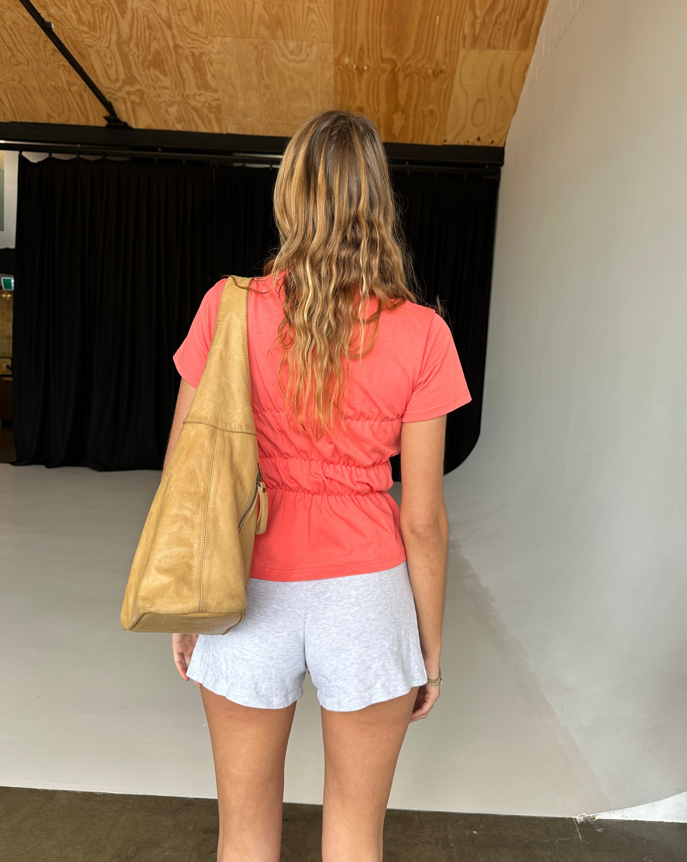 Mellbourne - Katoenen dames T-shirt met scrunch-details