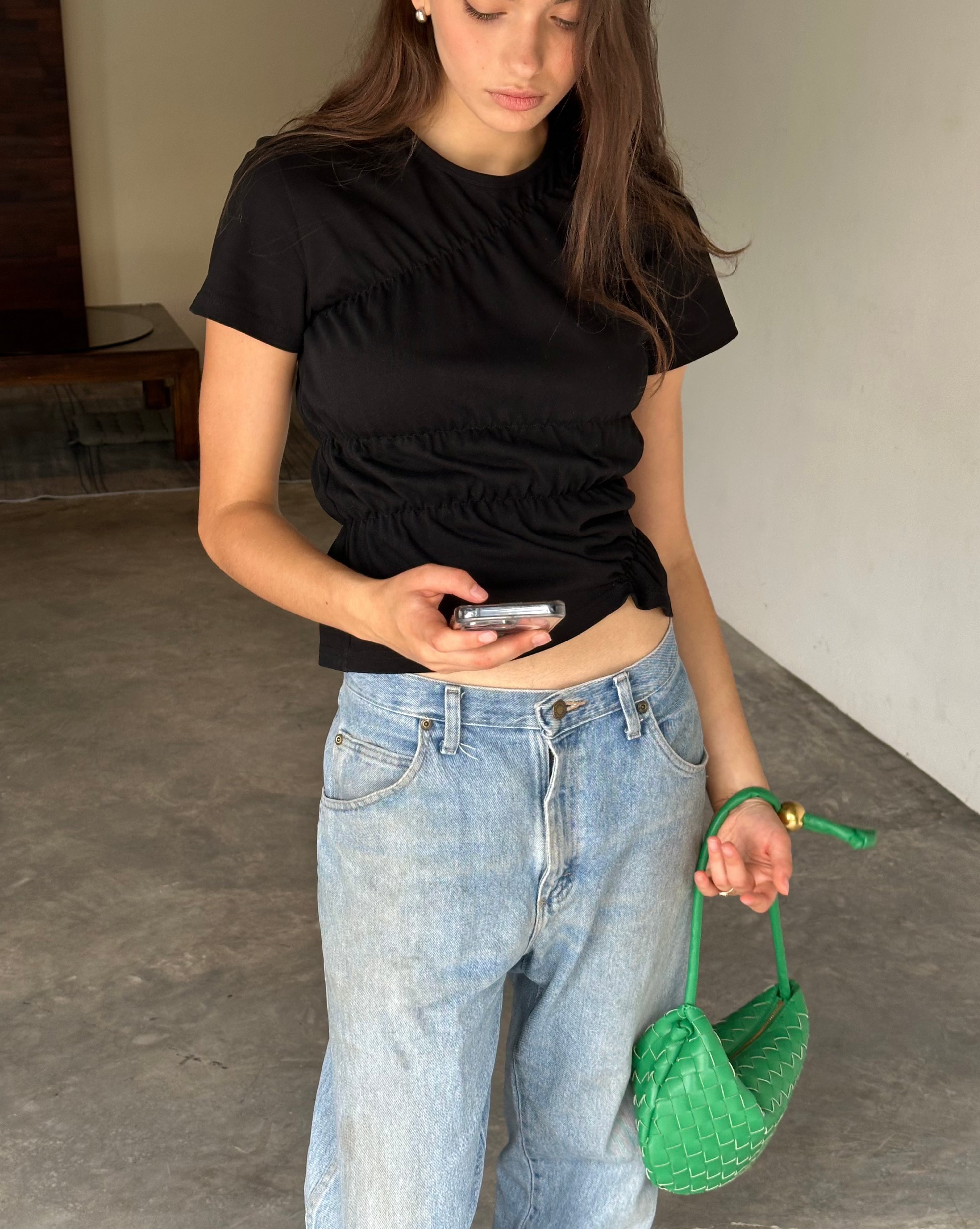 Mellbourne - Katoenen dames T-shirt met scrunch-details