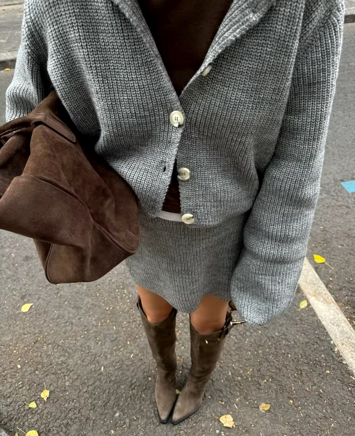 Natasja Knit Co-ord Set | Dames knit set met cardigan en rokje in casual chic stijl