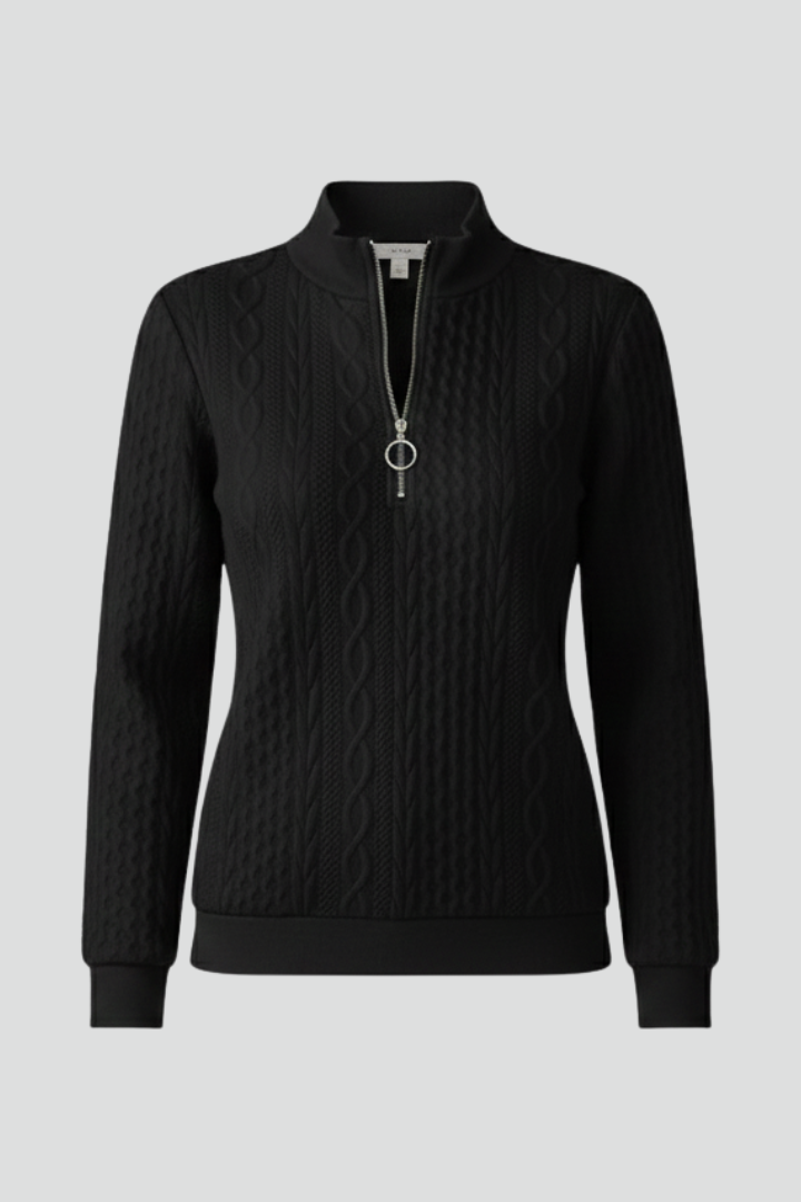 Dames Trui met Rits Kraag - Geribbelde Coltrui Slim Fit