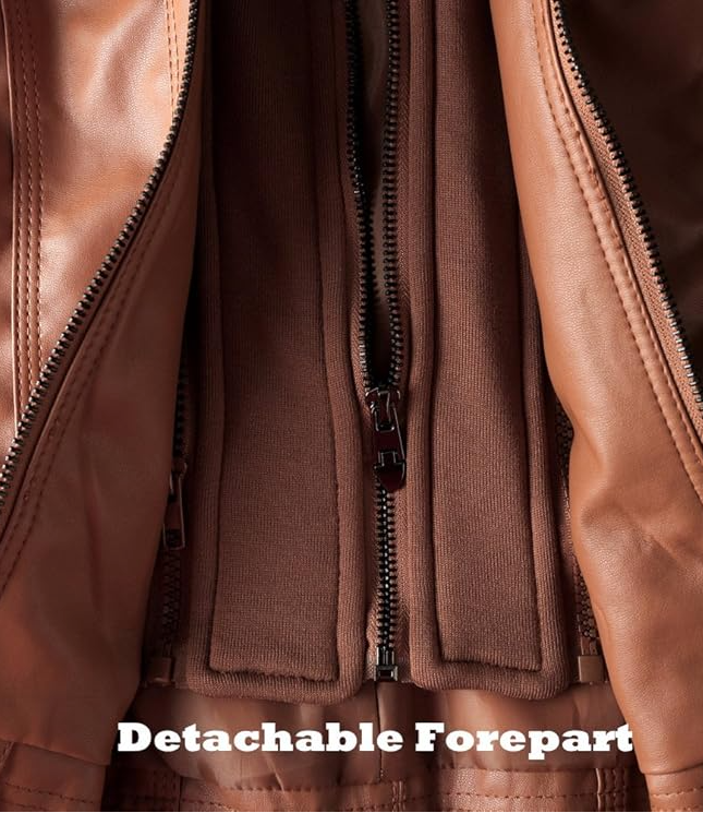 Dames Leren Jas | Stijlvolle Jacket met Capuchon en Comfortabele Pasvorm