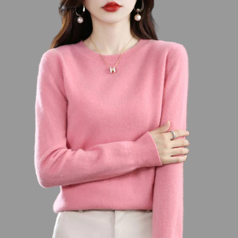 Dames Kasjmier Trui – Warm en Zacht, Effen Beige, Perfect voor Herfst en Winter