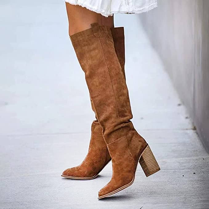 Kniehoge suede laarzen voor dames