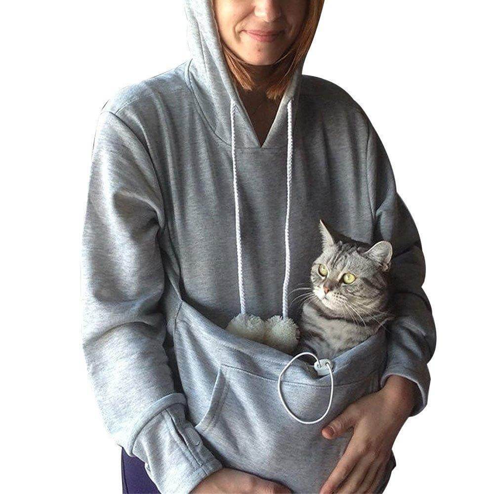 Unisex Oversized Hoodie met Kangoeroezak – Draagbuidel voor Kat of Kleine Hond, Casual Loungewear voor Thuis en Winter