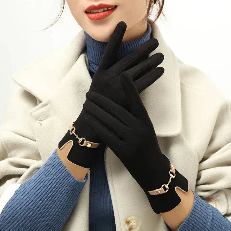 Elegante Warme Dames Handschoenen | Luxe winterhandschoenen met stijlvolle kettingdetail