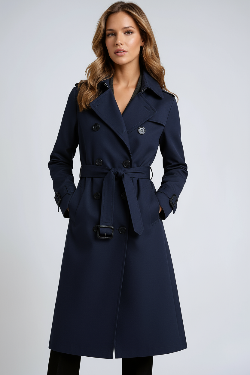 Dames Dubbelrijige Trenchcoat – Met Riem en Dubbele Knoopsluiting, Tussenjas voor Lente en Herfst