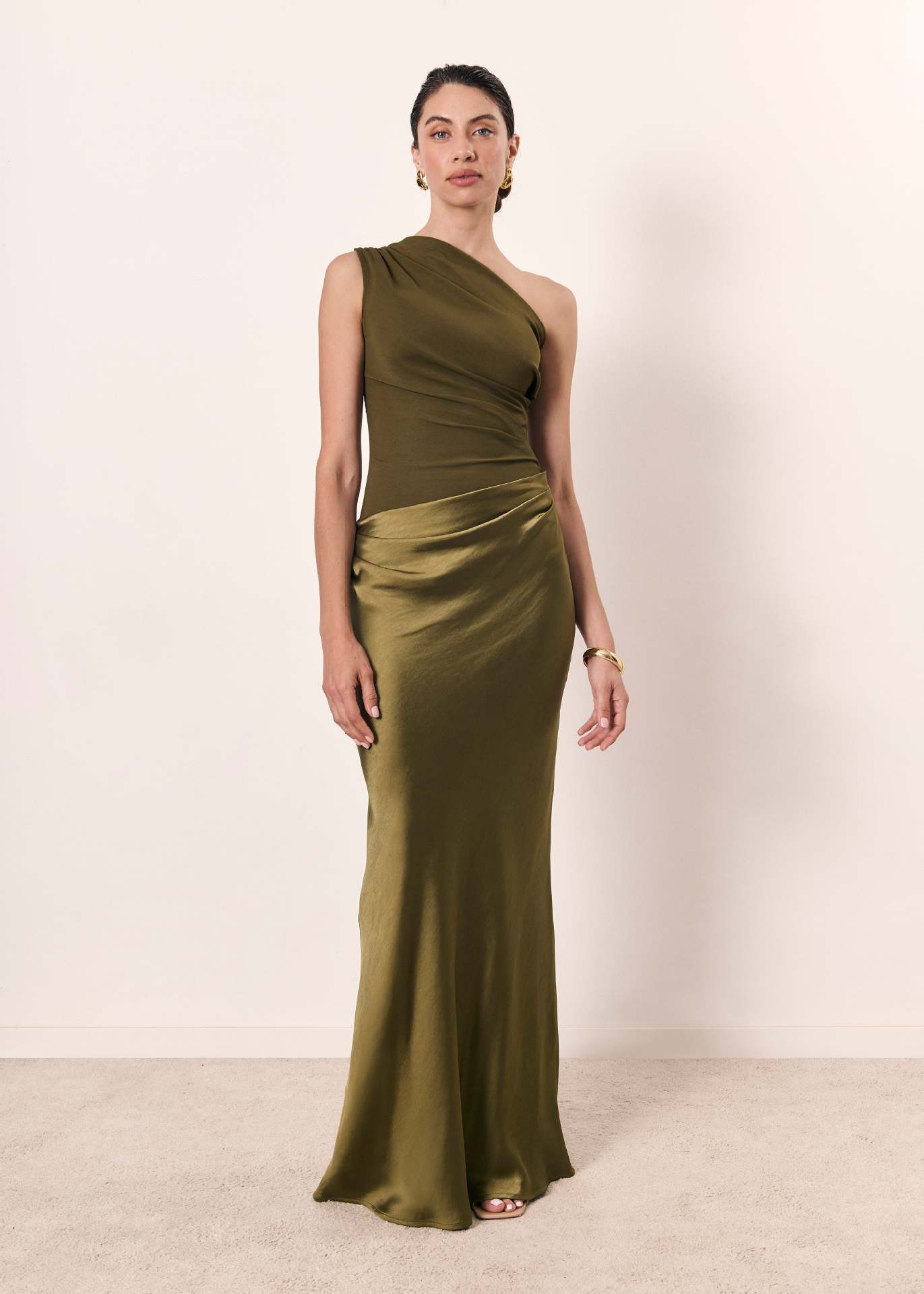 Dames One Shoulder Maxi Jurk – Effen, Comfortabel en Stijlvol