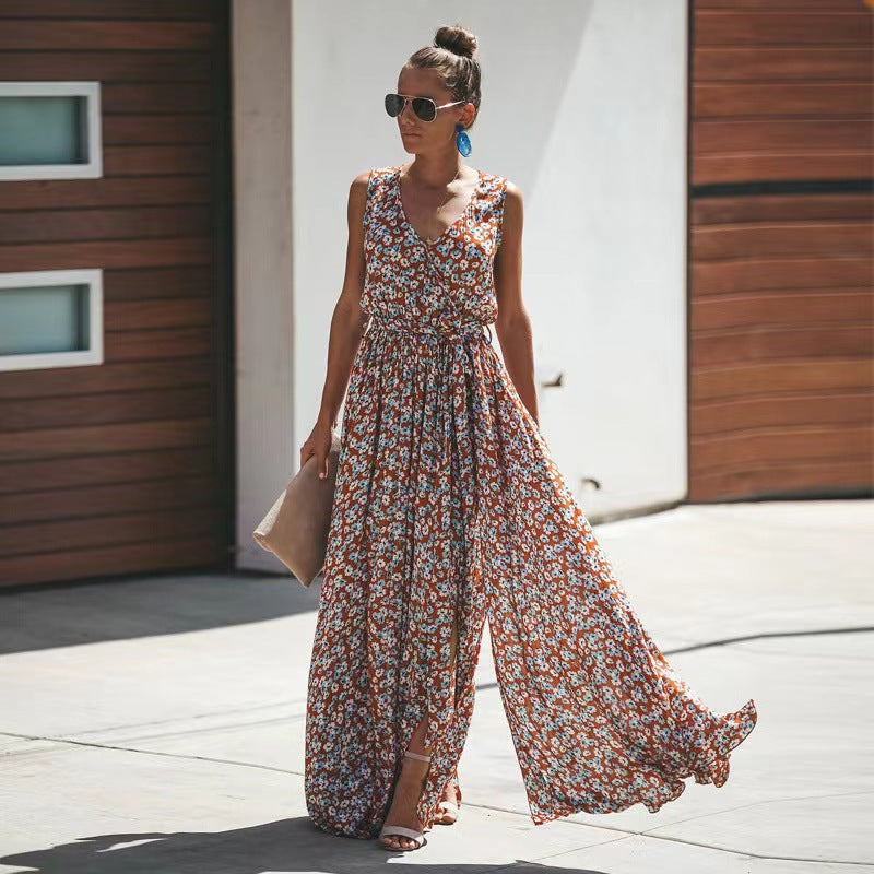 Herman | Dames Maxi Jurk – Boho Stijl – Diepe V-hals – Losvallende Pasvorm
