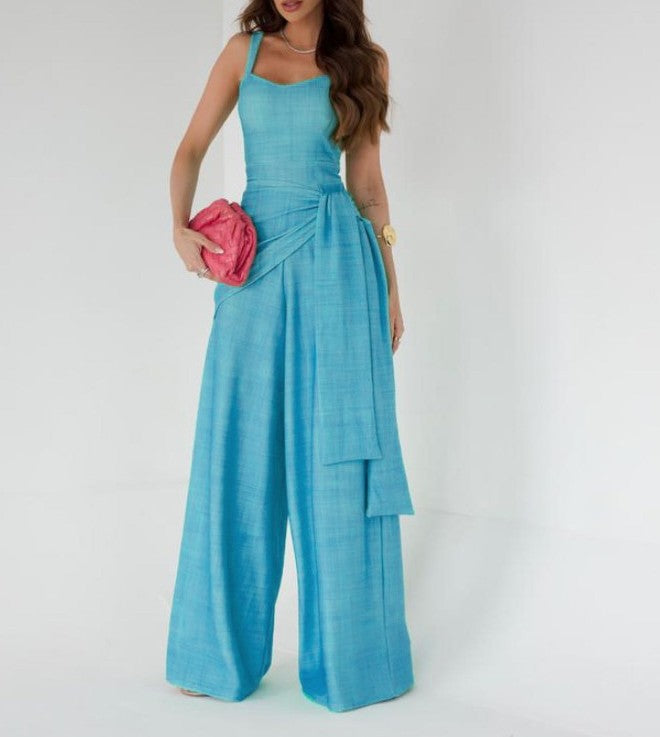 Grietje | Dames Jumpsuit – Elegante Pasvorm – Wijde Pijpen – Mouwloos