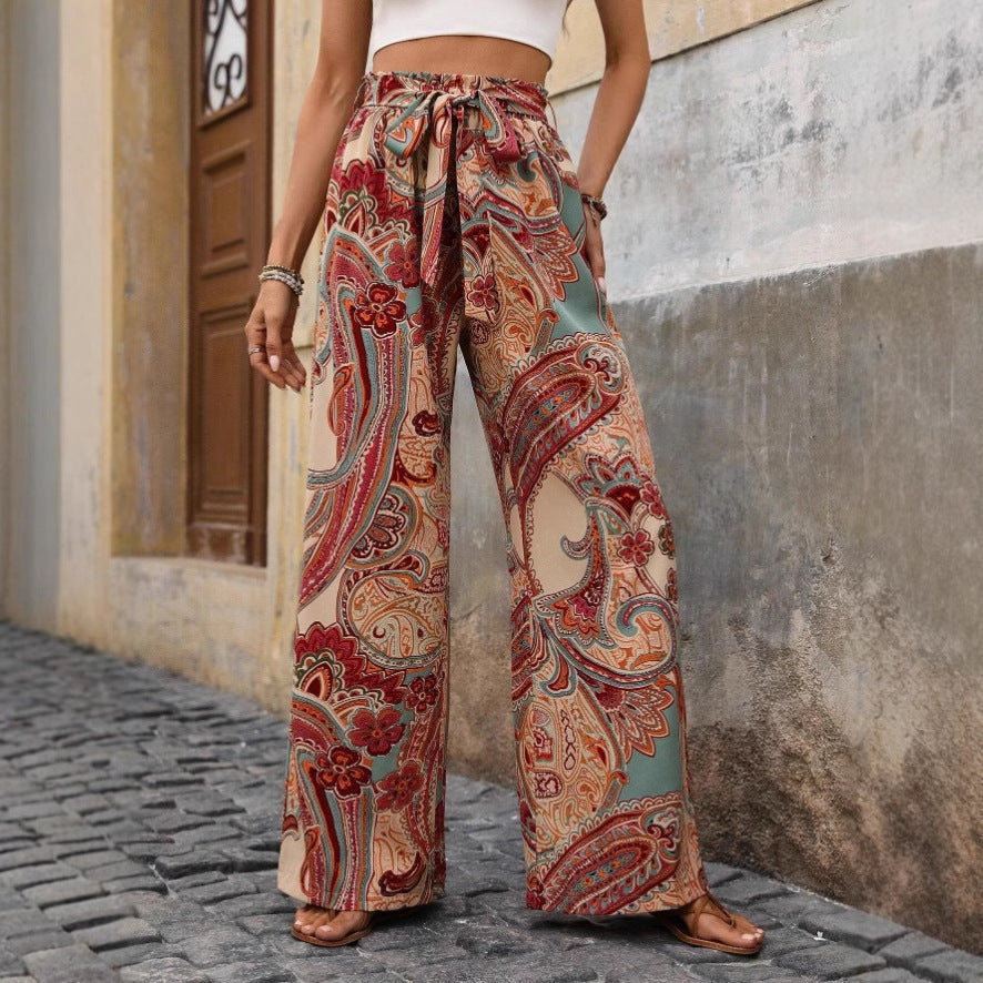 Emmie | Dames Broek – Wijde Pijpen – Hoge Taille – Bohemian Print
