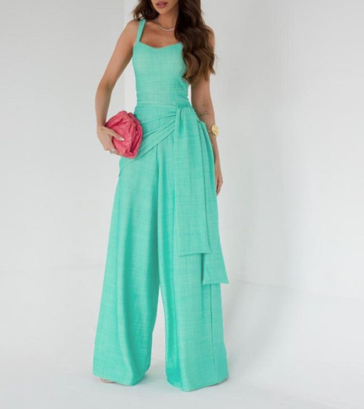 Grietje | Dames Jumpsuit – Elegante Pasvorm – Wijde Pijpen – Mouwloos
