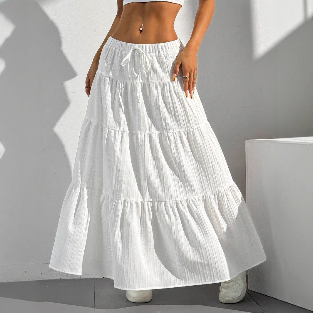 Brechje | Dames Maxi Rok – A-lijn Pasvorm, Gelaagde Ruffles, Trekkoord Taille