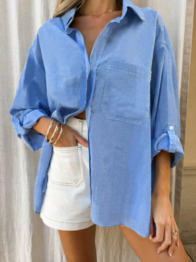 Elke | Dames Overhemd – Oversized Pasvorm, Lange Mouwen, Gestreept Design, Ademend Materiaal