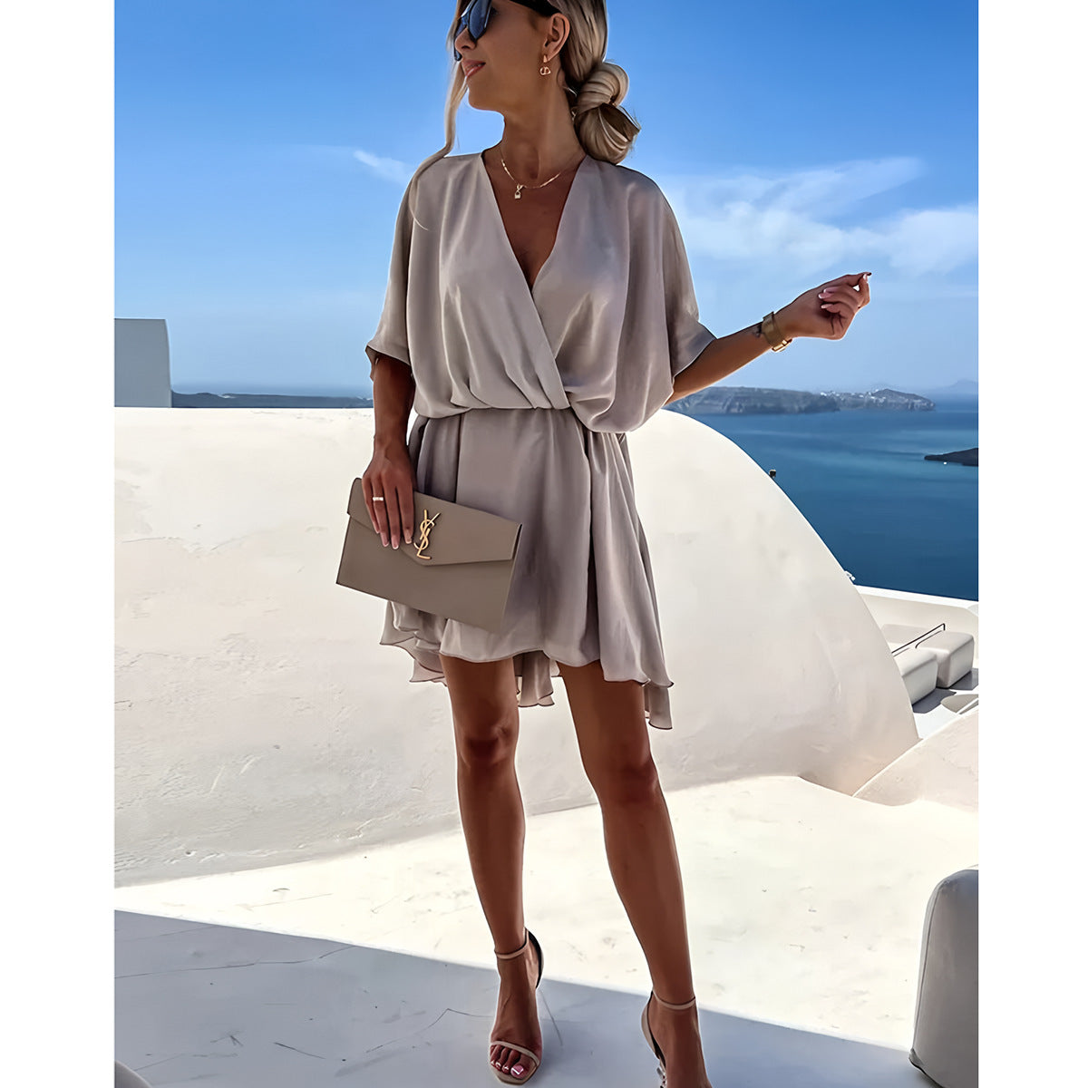 Camiel | Dames Jurk – Relaxed Fit met Asymmetrische Zoom en Batwing Mouwen