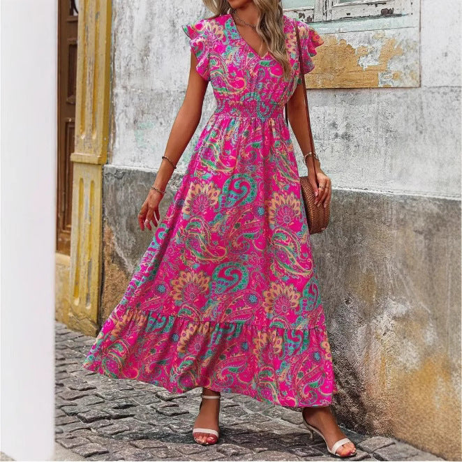 Emile | Dames Maxi Jurk – Mouwloos – Bloemenprint – V-Hals – Luchtige Pasvorm
