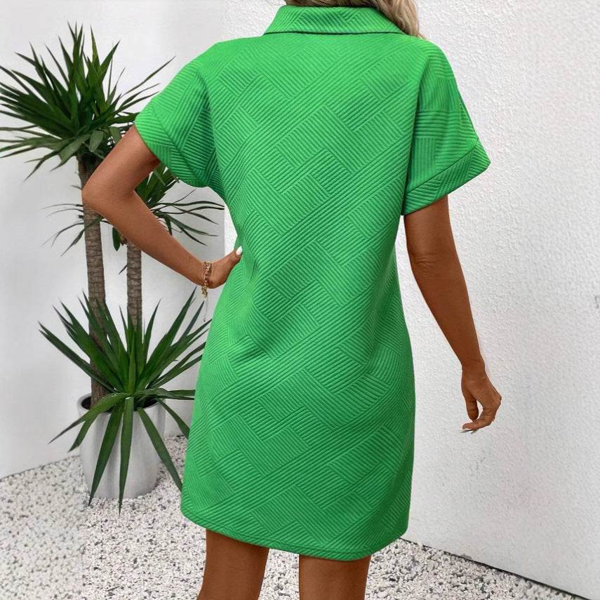 Elsemieke | Dames Polojurk – Relaxed Fit, Korte Vleermuismouw, Empire Taille, Textuurstof
