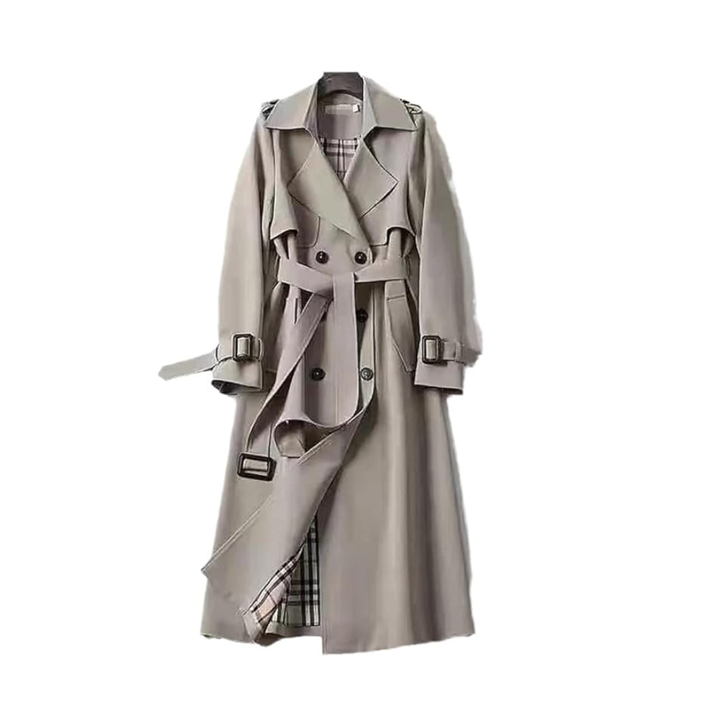 Dames Dubbelrijige Trenchcoat met Ceintuur – Klassiek, Tijdloze Jas