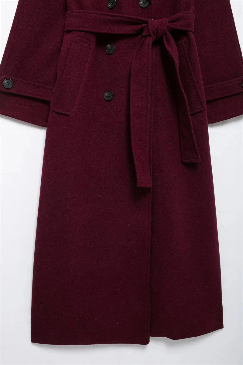 Burgundy damesmantel | Oversized jas van wolblend met tijdloze elegantie