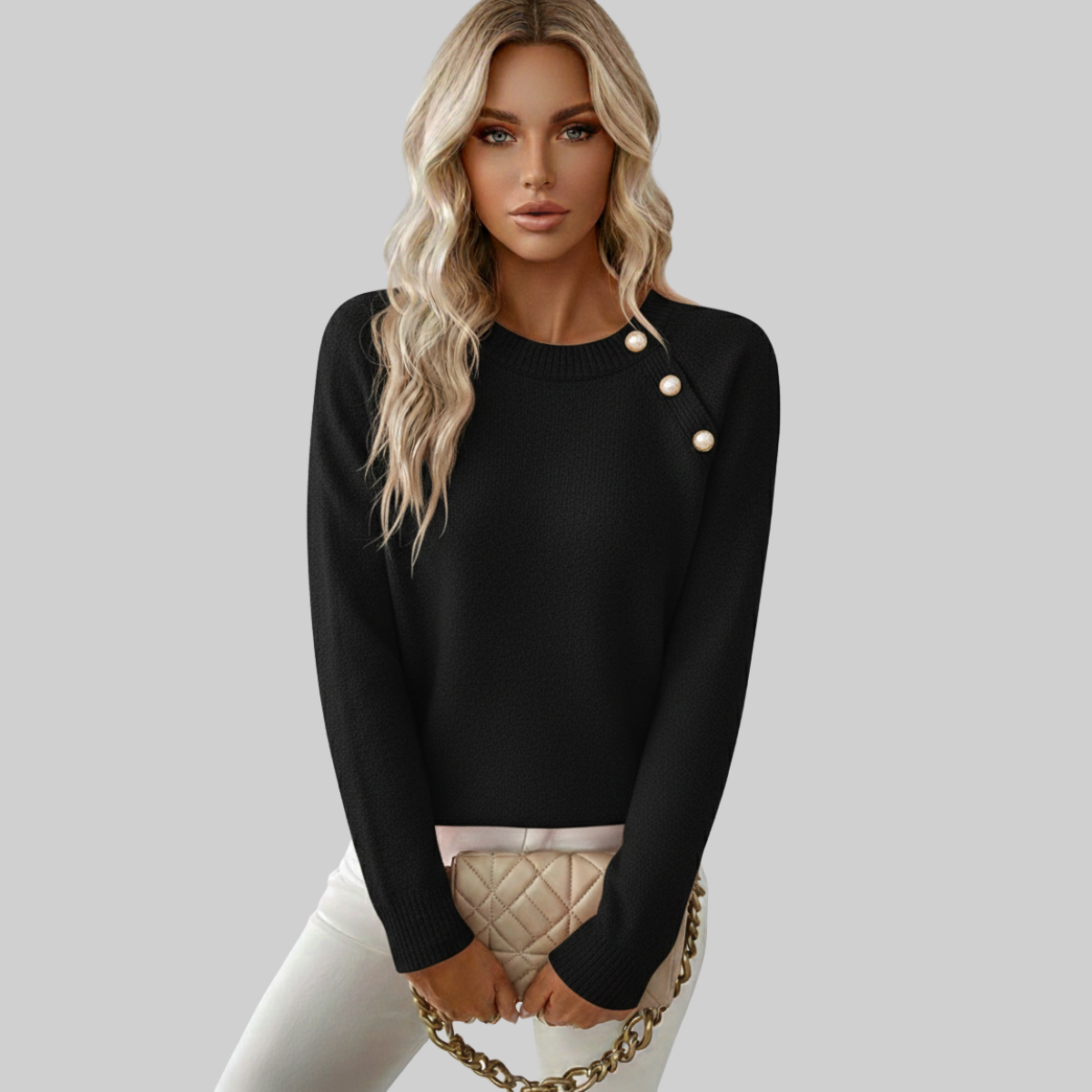 Parel Trui Dames | Elegante Trui met Pareldetails en Comfortabele Pasvorm