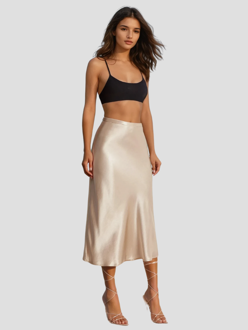 Beathe | Elegante Satijnen Midi Rok Voor Dames