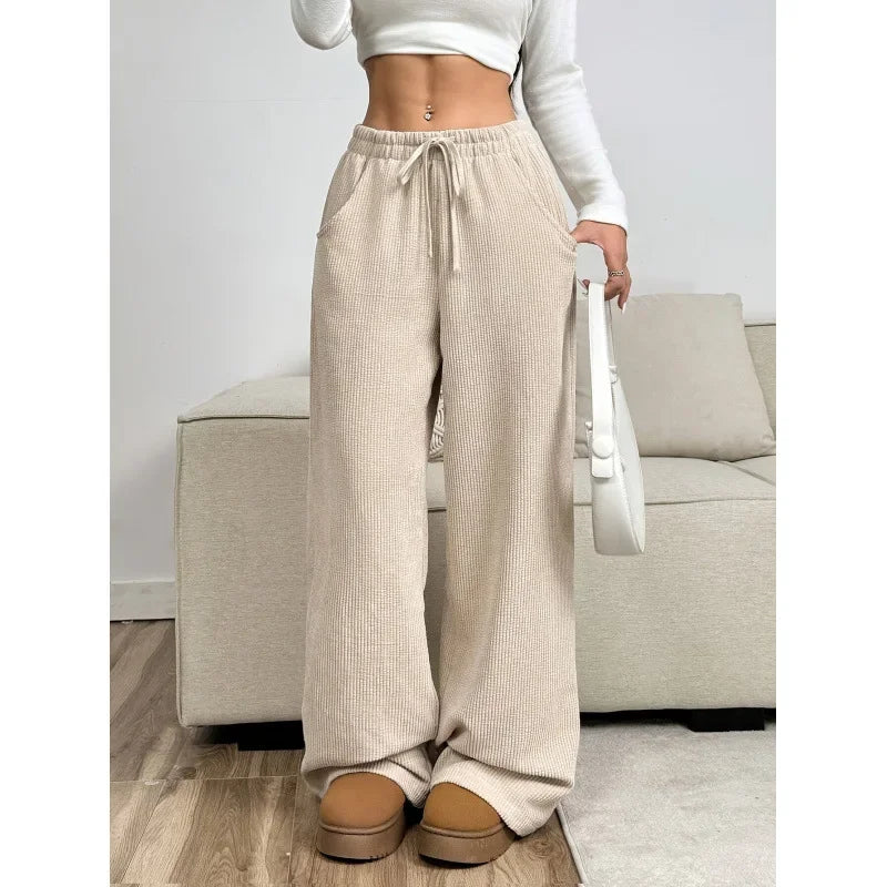 Dames Hoog Getailleerde Corduroy Broek – Relaxed Fit, Casual voor Herfst/Winter