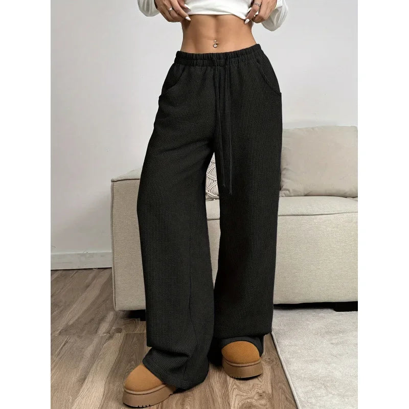 Dames Hoog Getailleerde Corduroy Broek – Relaxed Fit, Casual voor Herfst/Winter