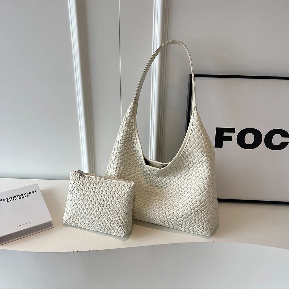Benita Geweven Tas | Vegan Schoudertas met Pouch