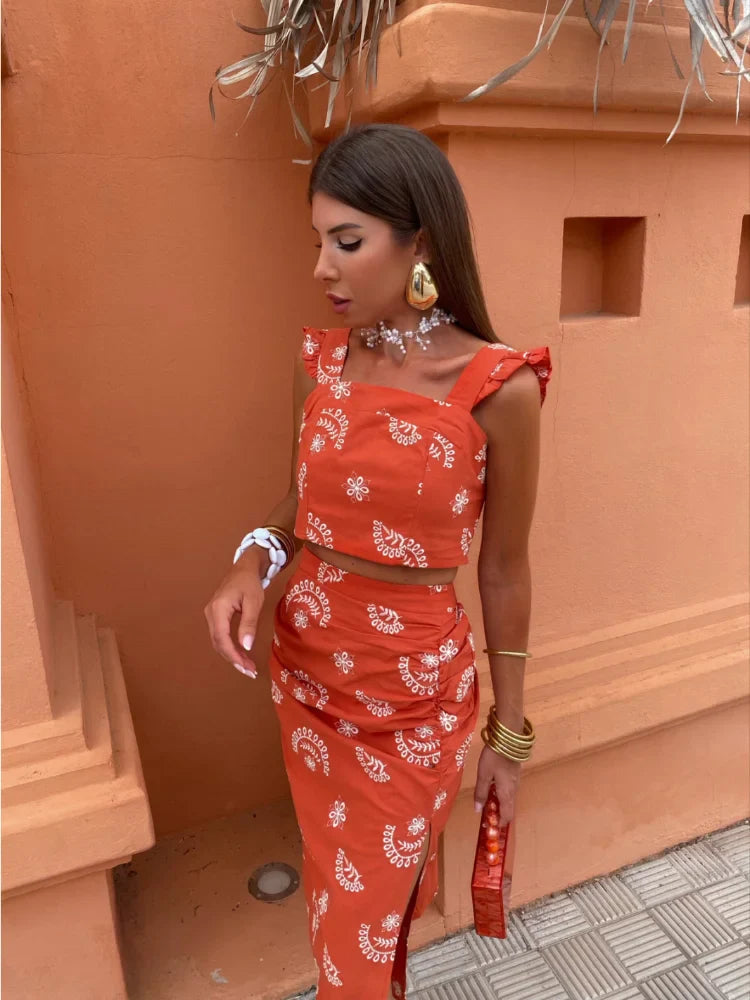 Zahara - Boho Crop Top En Midi Rok